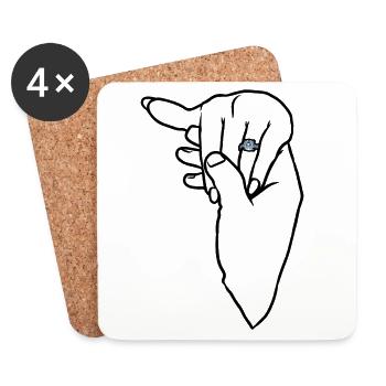 Engagement Wedding Ring Hand - Coasters (set of 4) - white - Front