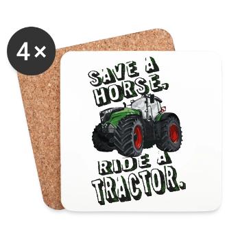 Save a horse, ride a tractor! Bauernhof, Landwirt - Untersetzer (4er-Set) - Weiß - Vorne