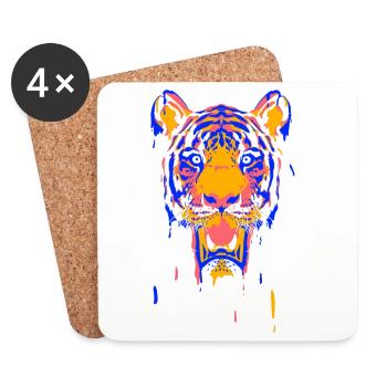 Tiger malen - Untersetzer (4er-Set) - Weiß - Vorne