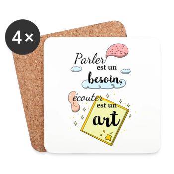 Ecouter est un art - Dessous de verre (lot de 4) - blanc - Devant