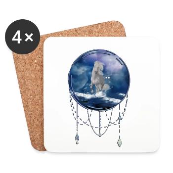 La majesté des loups avec le feu et l’eau - Dessous de verre (lot de 4) - blanc - Devant