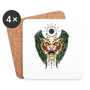 Tigre le roi de la jungle - Dessous de verre (lot de 4) - blanc - Devant