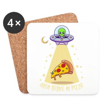 Alien Pizza 1 - Coasters (set of 4) - white - Front