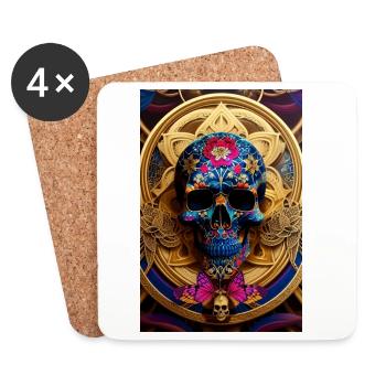 Calavera (Begriffsklärung) - Untersetzer (4er-Set) - Weiß - Vorne