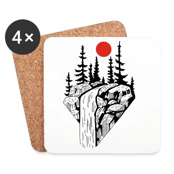The black waterfall and the red sun - Coasters (set of 4) - white - Front