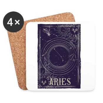 Bélier Constellation Anneau Céleste - Dessous de verre (lot de 4) - blanc - Devant