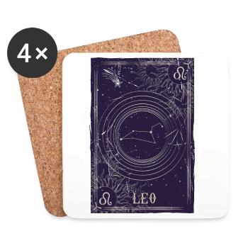 Lion, Constellation, Ciel nocturne - Dessous de verre (lot de 4) - blanc - Devant