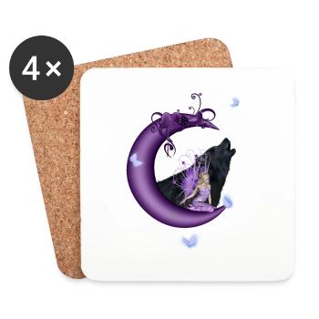 Fairy on the Moon - Coasters (set of 4) - white - Front