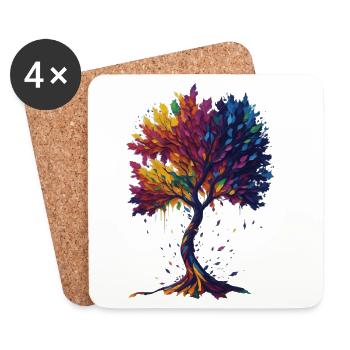 Arbre de vie - Dessous de verre (lot de 4) - blanc - Devant
