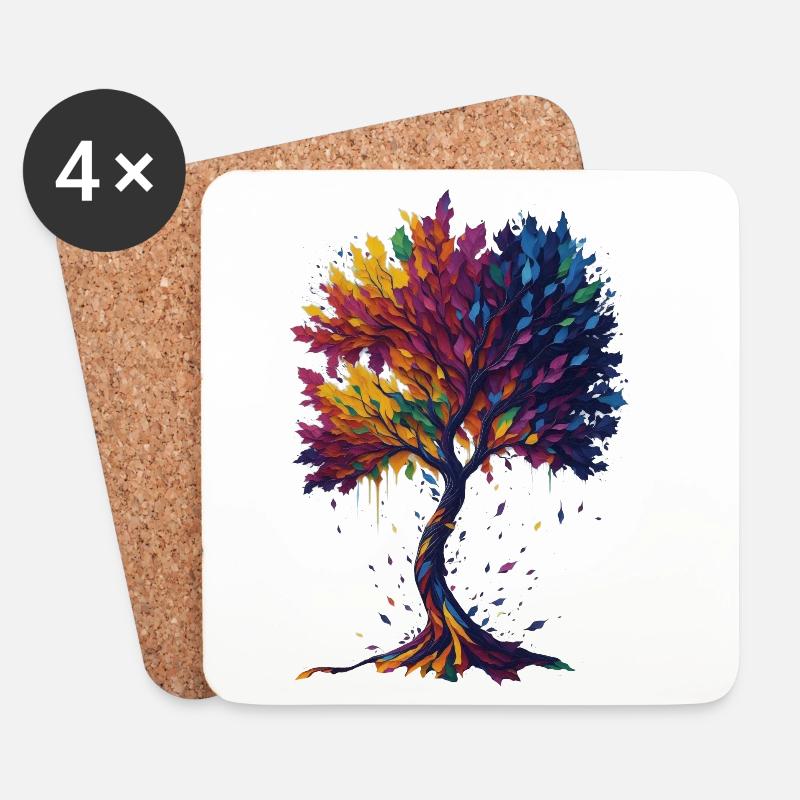 Baum des Lebens - Untersetzer (4er-Set) - Weiß