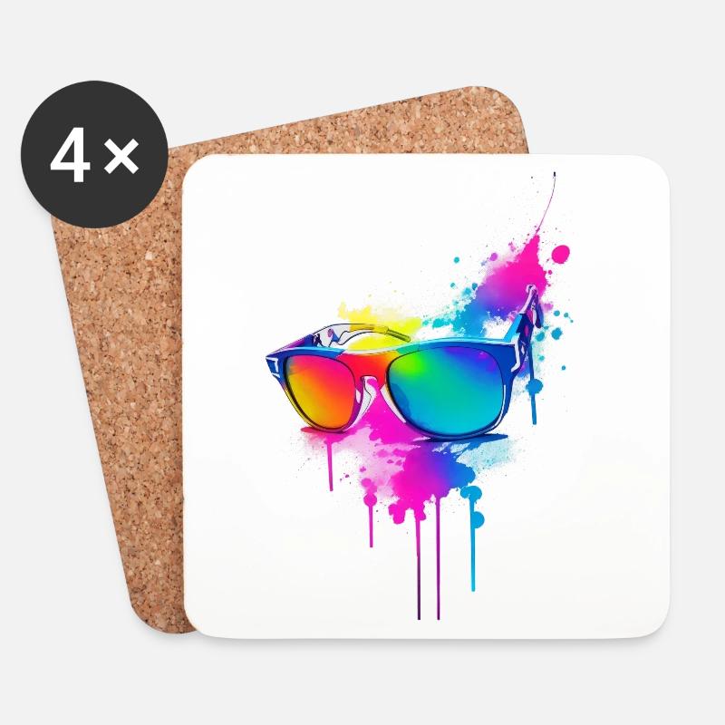 Sonnenbrille - Untersetzer (4er-Set) - Weiß