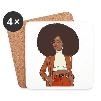 Afro chic with orange blazer - Coasters (set of 4) - white - Front