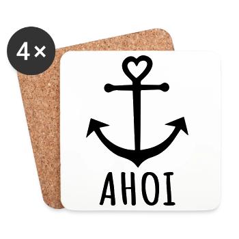 Anchor - Ahoy - Coasters (set of 4) - white - Front