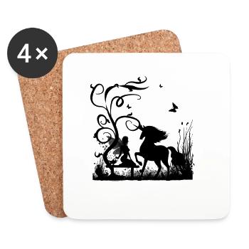 Wunderbare Fee mit Einhorn im Sunet - Untersetzer (4er-Set) - Weiß - Vorne