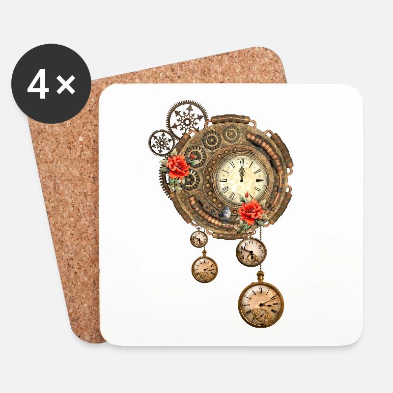 Wunderbare Steampunk-Uhr - Untersetzer (4er-Set) - Weiß