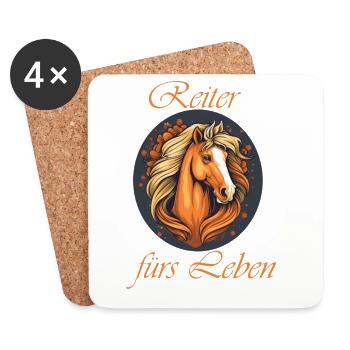 Reiter fürs Leben - Untersetzer (4er-Set) - Weiß - Vorne