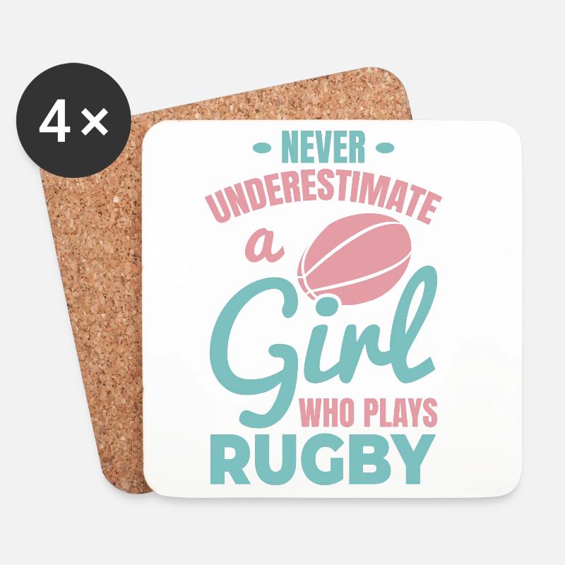 Rugby Spieler Mädchen - Untersetzer (4er-Set) - Weiß