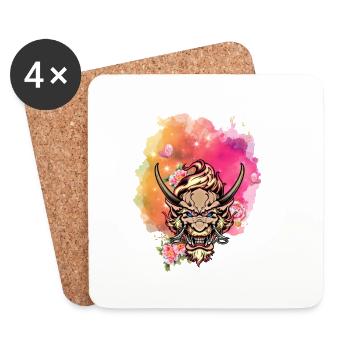 Angry dragon face - Coasters (set of 4) - white - Front