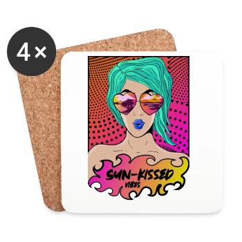 Sun-Kissed Vibes Pop Art Summer Design - Coasters (set of 4) - white - Front