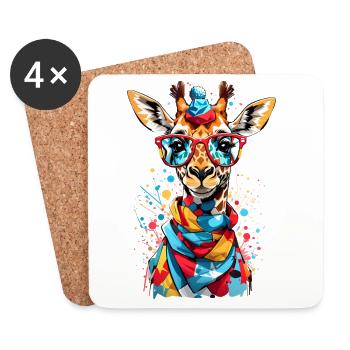 Coole Giraffe - Untersetzer (4er-Set) - Weiß - Vorne