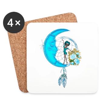 Petite fée sur la lune - Dessous de verre (lot de 4) - blanc - Devant