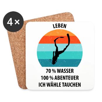 Taucher tauchen Sporttaucher Gerätetauchen - Untersetzer (4er-Set) - Weiß - Vorne