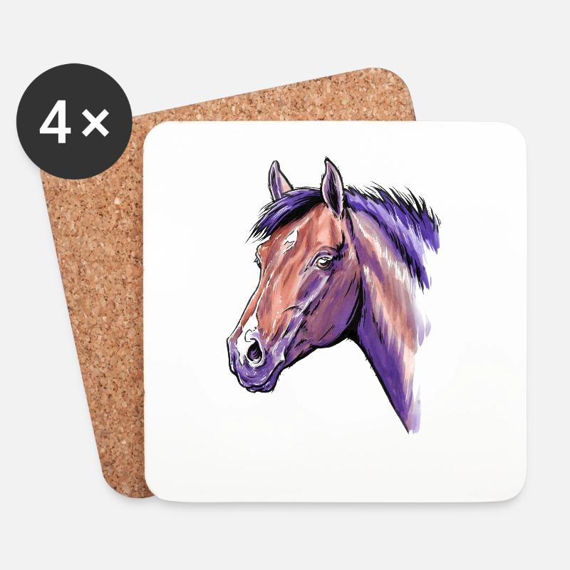 Pferd Portrait - Untersetzer (4er-Set) - Weiß