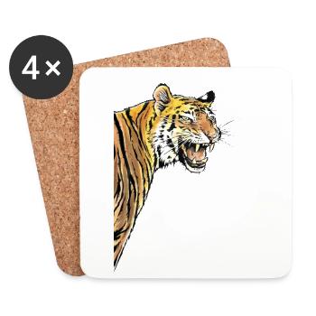 Tigre - Dessous de verre (lot de 4) - blanc - Devant
