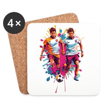 Footballeur - Dessous de verre (lot de 4) - blanc - Devant