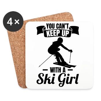 Skier Girl - Coasters (set of 4) - white - Front