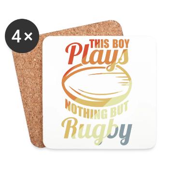Junge der Rugby spielt - Untersetzer (4er-Set) - Weiß - Vorne