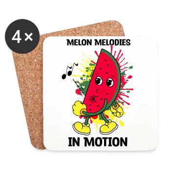 Pfeifende Melone - Untersetzer (4er-Set) - Weiß - Vorne