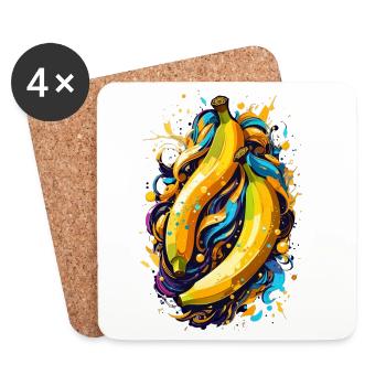 Bananes - Dessous de verre (lot de 4) - blanc - Devant