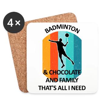 Badminton Badminton Badminton Player Chocolate - Coasters (set of 4) - white - Front