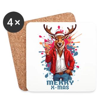 Coole Rudolph das Rentier - Untersetzer (4er-Set) - Weiß - Vorne