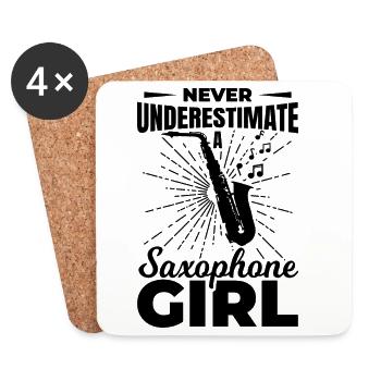 Saxophon Mädchen - Untersetzer (4er-Set) - Weiß - Vorne