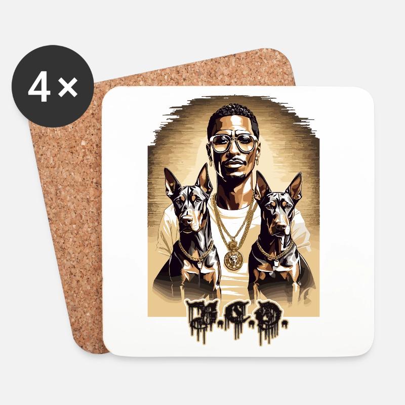 Rapper mit Dobermänner - Untersetzer (4er-Set) - Weiß