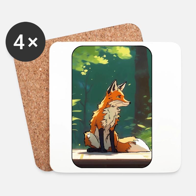 Fuchs im Wald - Untersetzer (4er-Set) - Weiß