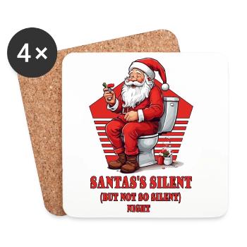 Weihnachtsmann auf Toilette - Untersetzer (4er-Set) - Weiß - Vorne