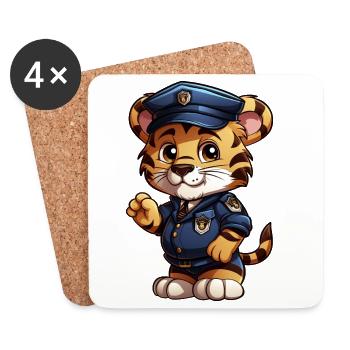 Tiger Policeman - Coasters (set of 4) - white - Front