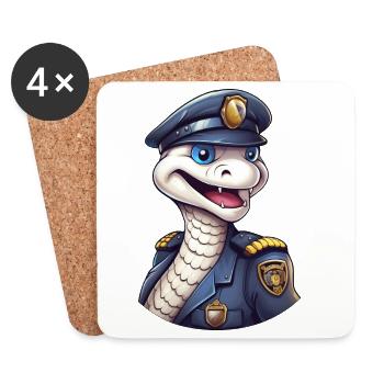Schlangen Polizistin - Untersetzer (4er-Set) - Weiß - Vorne