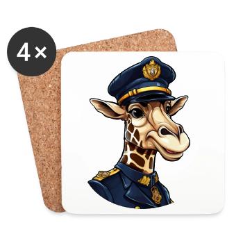 Giraffe Policewoman - Coasters (set of 4) - white - Front