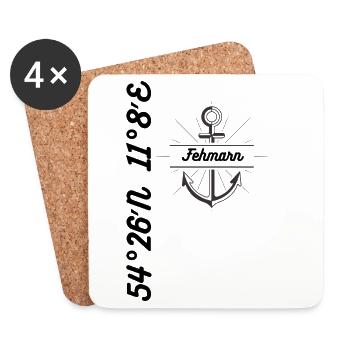 Koordinaten Design Fehmarn - Untersetzer (4er-Set) - Weiß - Vorne