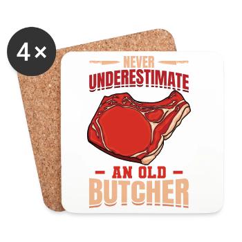 Never underestimate an old butcher - Coasters (set of 4) - white - Front