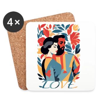 Abstract Art Man and Woman - Coasters (set of 4) - white - Front