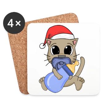 Cat Baby Christmas - Coasters (set of 4) - white - Front