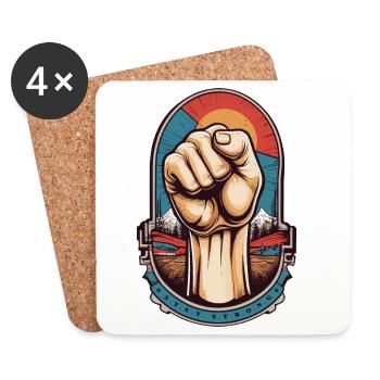 Poing levé Restez fort - Dessous de verre (lot de 4) - blanc - Devant