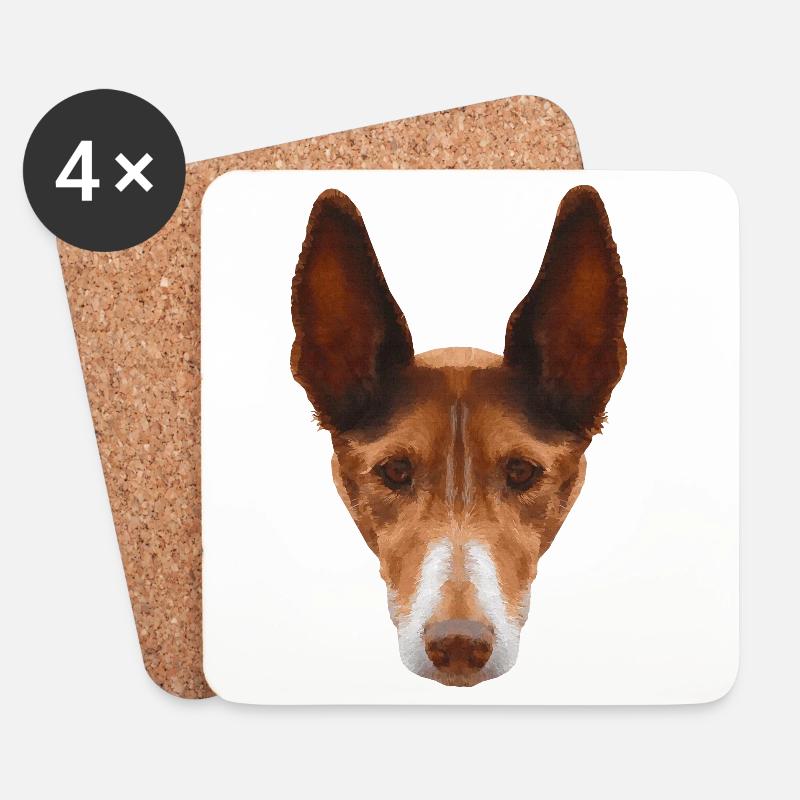 hundegrafik Damen, Podenco - Untersetzer (4er-Set) - Weiß