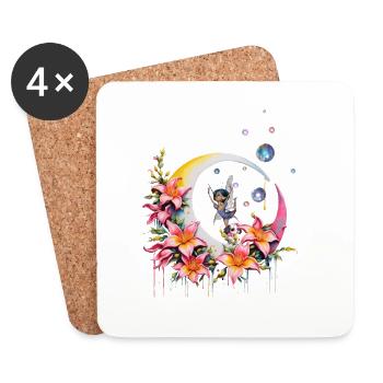Fairy dancing on the moon - Coasters (set of 4) - white - Front