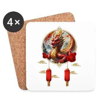 Bonne année du Dragon Chinois. - Dessous de verre (lot de 4) - blanc - Devant